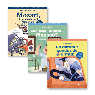 Trei cărți jucăușe despre mari oameni  din colectia Unicorn - Editura Univers®