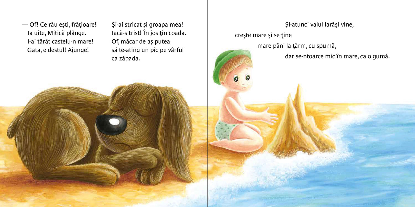 Un cățel pe malul mării