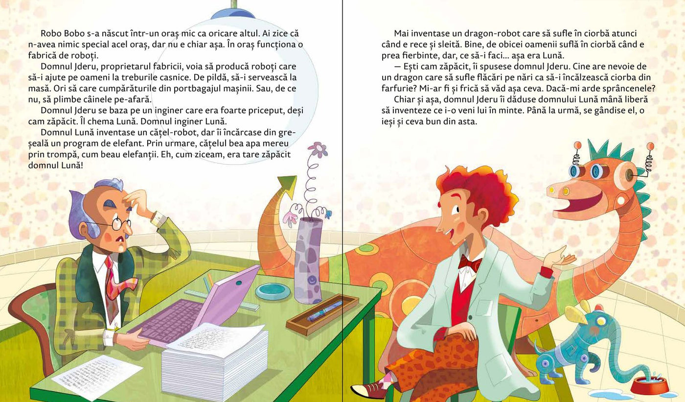 Domul Lună îl inventează pe Robo Bobo, ilustrații de Anna Clariana