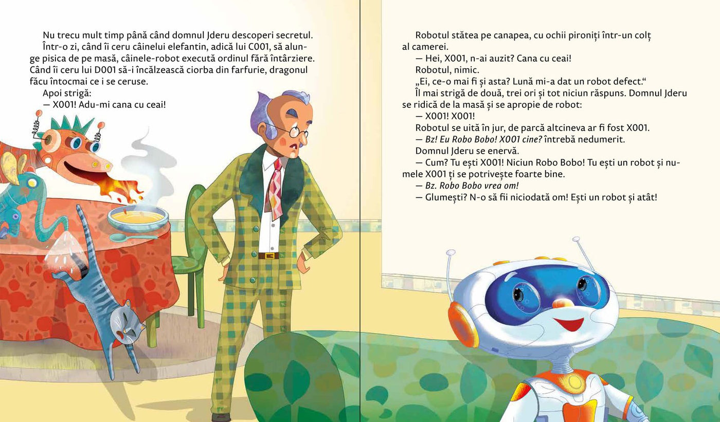 Domnul Jderu îl vede pentru prima dată pe Robo Bobo, ilustrații de Anna Clariana