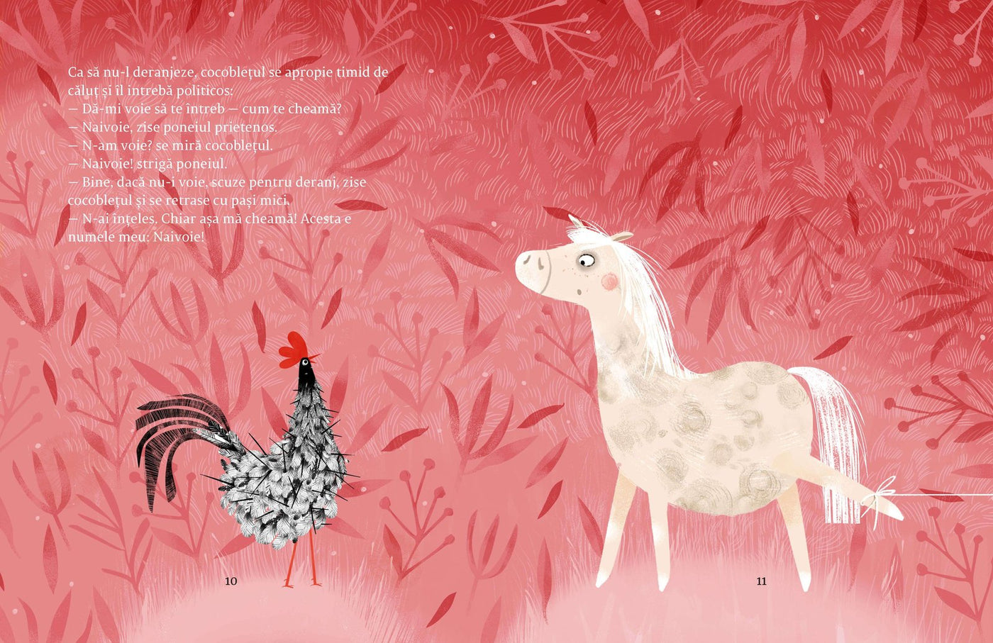 Pagini din interiorul cărții Ai voie, Naivoie! de Olina Ortiz — ilustrații pentru copii