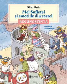 Pagini din interiorul cărții Mel Suflețel și emoțiile din castel - Recunoștința (vol. 2) de Olina Ortiz — ilustrații pentr...