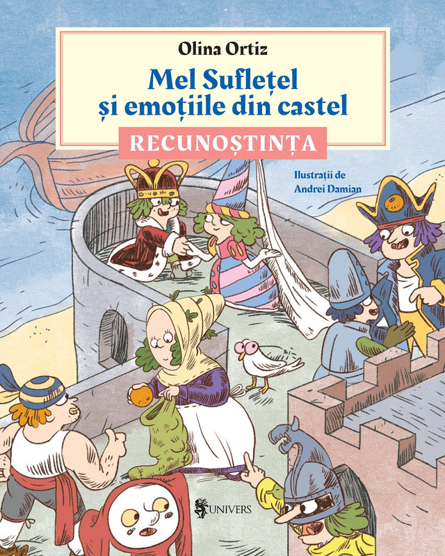 Pagini din interiorul cărții Mel Suflețel și emoțiile din castel - Recunoștința (vol. 2) de Olina Ortiz — ilustrații pentr...