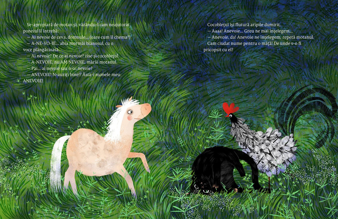 Pagini din interiorul cărții Pachet complet Ai voie Naivoie de Olina Ortiz — ilustrații pentru copii