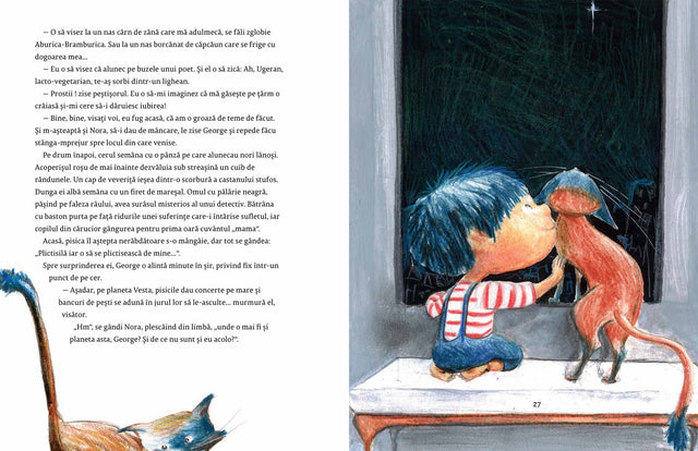 Pagini din interiorul cărții Plictisilă și Copacul Entuziasmului de Olina Ortiz — ilustrații pentru copii