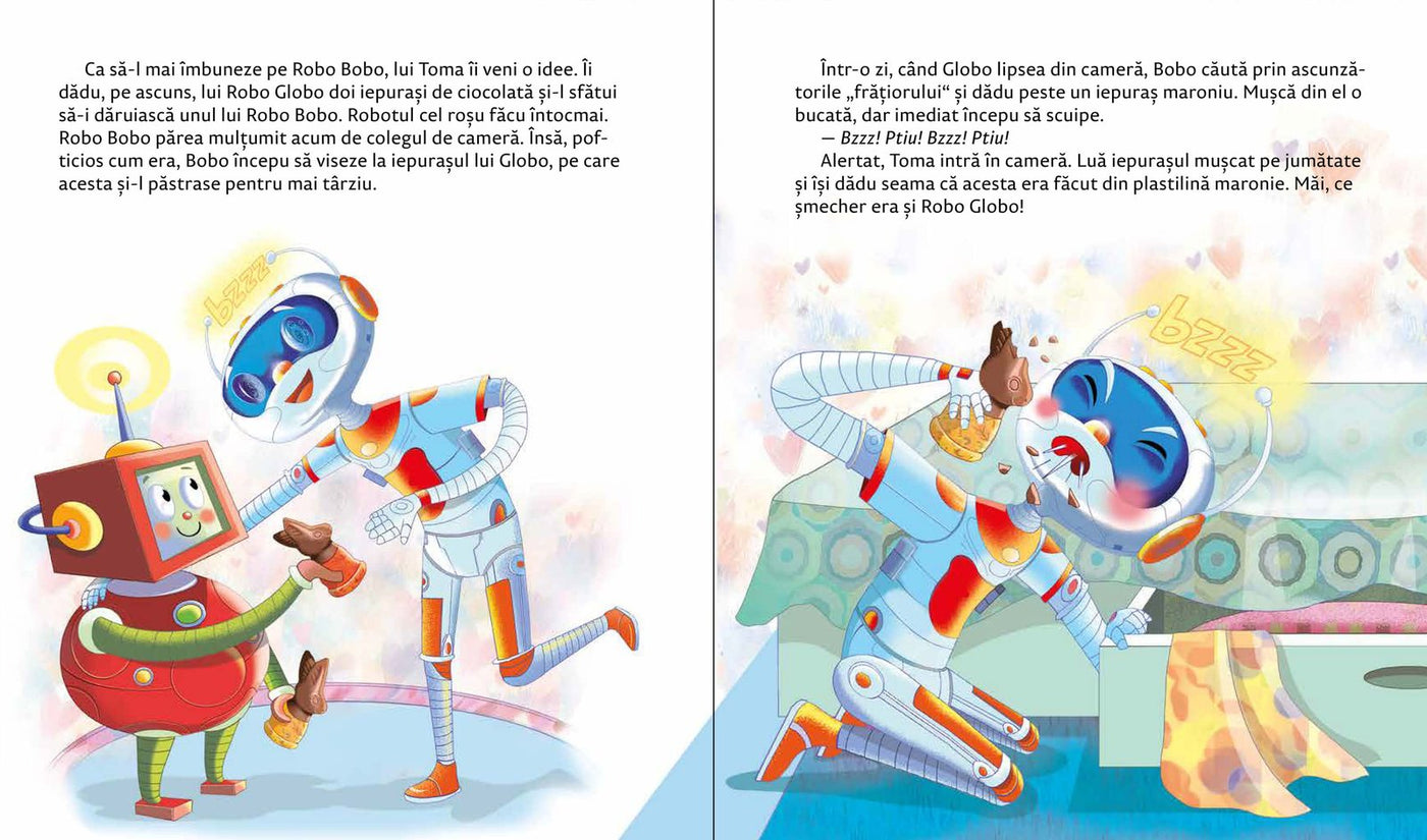 Robo Bobo si Robo Globo împart, ilustrație din volumul 13.