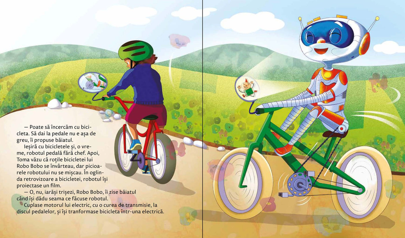 Robo Bobo trișează la bicicletă cu motor electric – pagini interioare Robo Bobo
