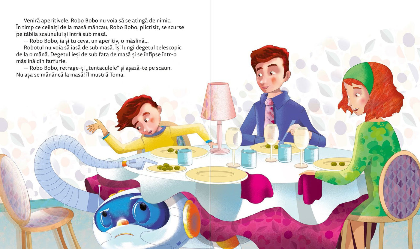 Robo Bobo nu mânăncă frumos la masă, ilustrație din volumul 8