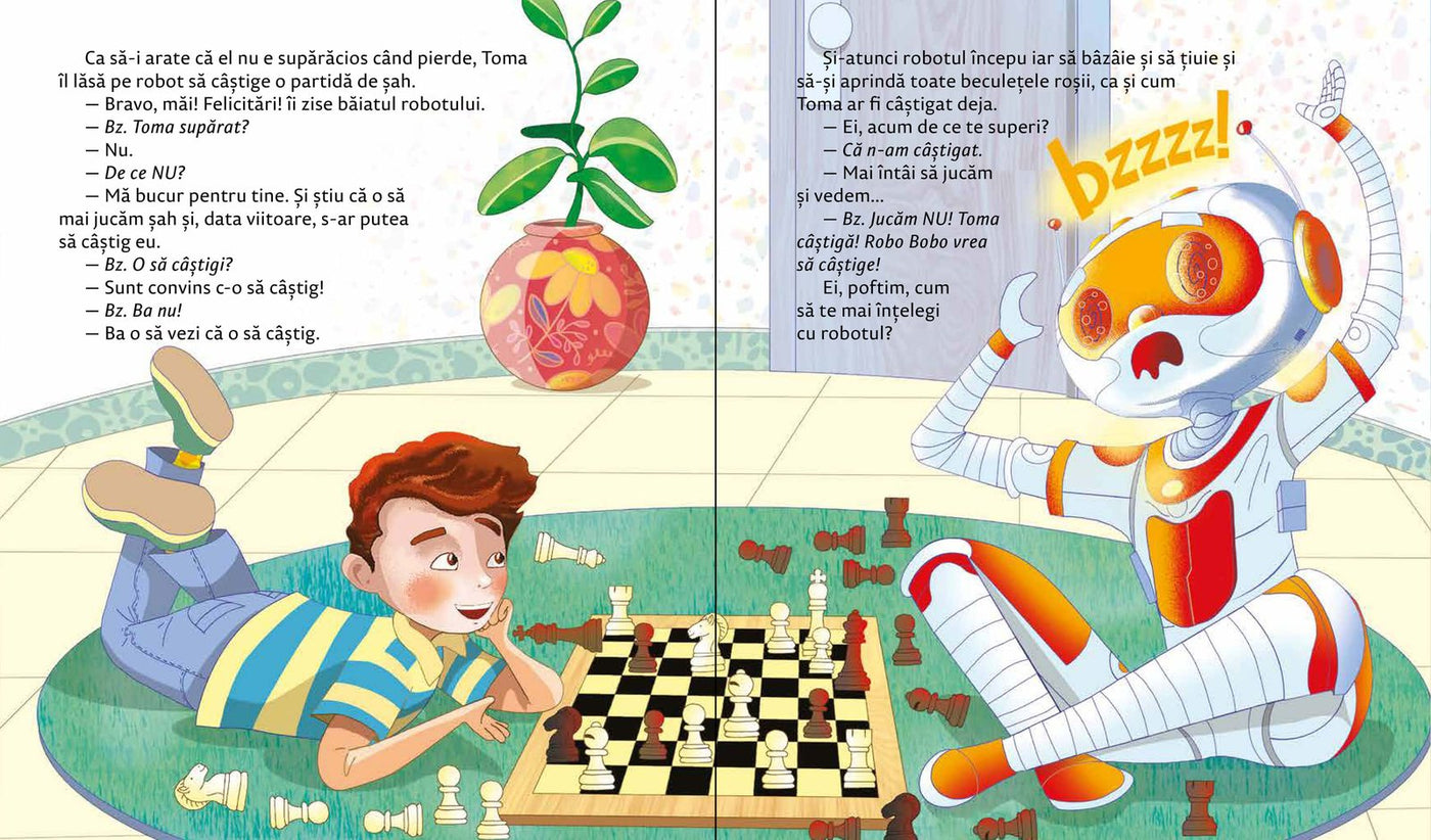 Robo Bobo se supără la șah– ilustrație din Robo Bobo învață să piardă