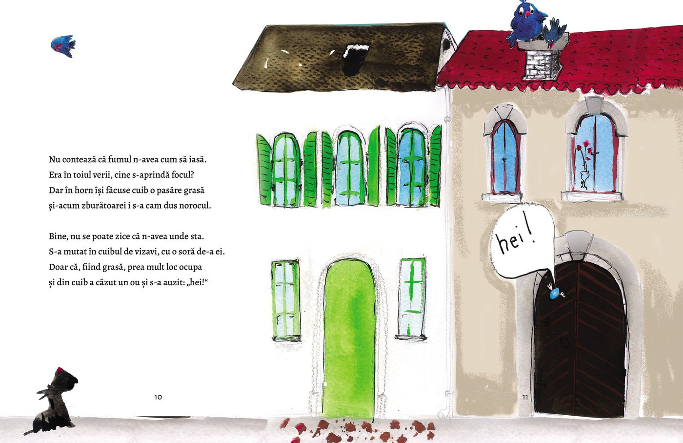 Pagini din interiorul cărții Timotei și Gogoașa de Olina Ortiz — ilustrații pentru copii