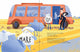 Pagini din interiorul cărții Un autobuz condus de Urmuz de Olina Ortiz — ilustrații pentru copii